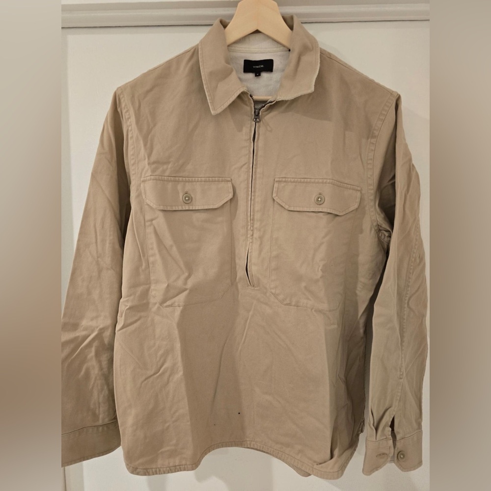 Vince Natural Twill Quarter Zip Pullover